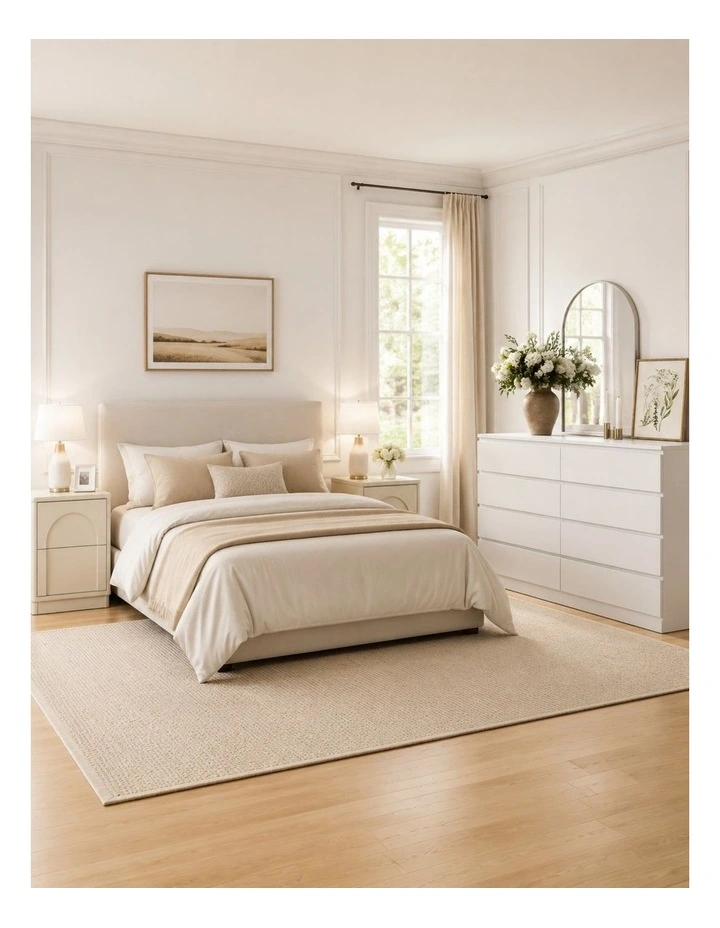 White 8 Drawer Chest of Drawers Dresser and 2 Nightstands Set for Bedroom Wardrobe Cabinet Set image 5