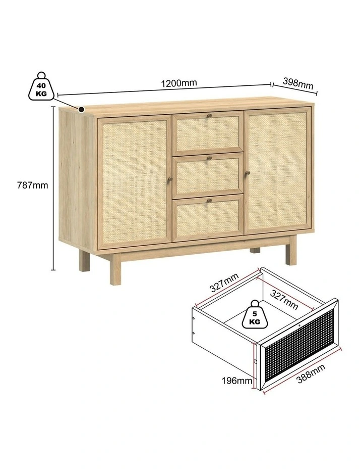 Ballina Buffet Sideboard Set of 2 Storage Cabinet Cupboard Hallway Pantry Door image 6