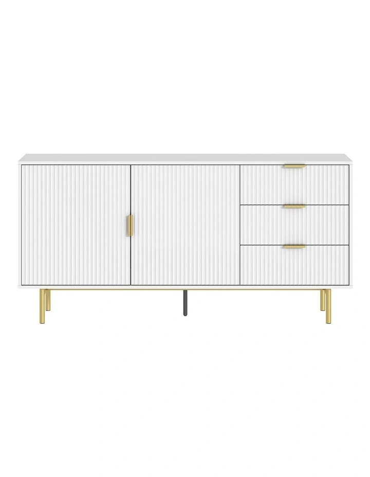 White Fluted Buffet Sideboard image 1