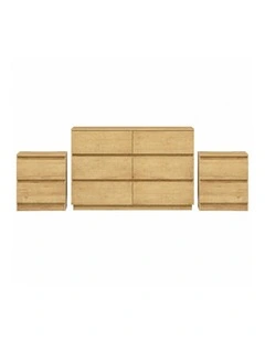 Belmont 6 Chest of Drawers Dresser Bedroom with 2 Bedside Table Set
