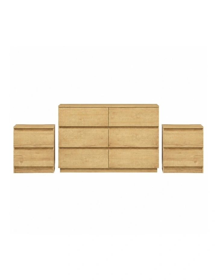 Belmont 6 Chest of Drawers Dresser Bedroom with 2 Bedside Table Set image 1