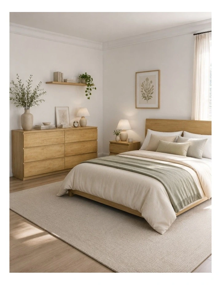 Belmont 6 Chest of Drawers Dresser Bedroom with 2 Bedside Table Set image 3