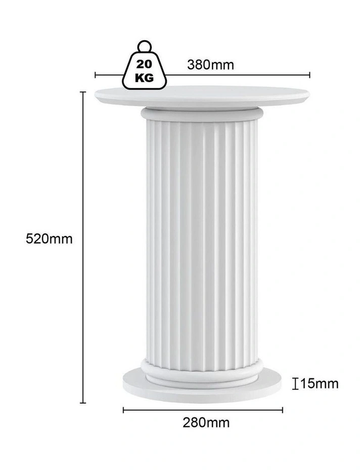 CORA Roman Column Pedestal Table Set of 2 - Foil-laminated Particleboard & MDF/White image 7