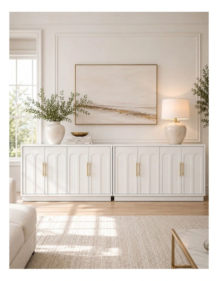 Opera Modern 150cm White Sideboard Buffet Cabinet Set of 2 image 2
