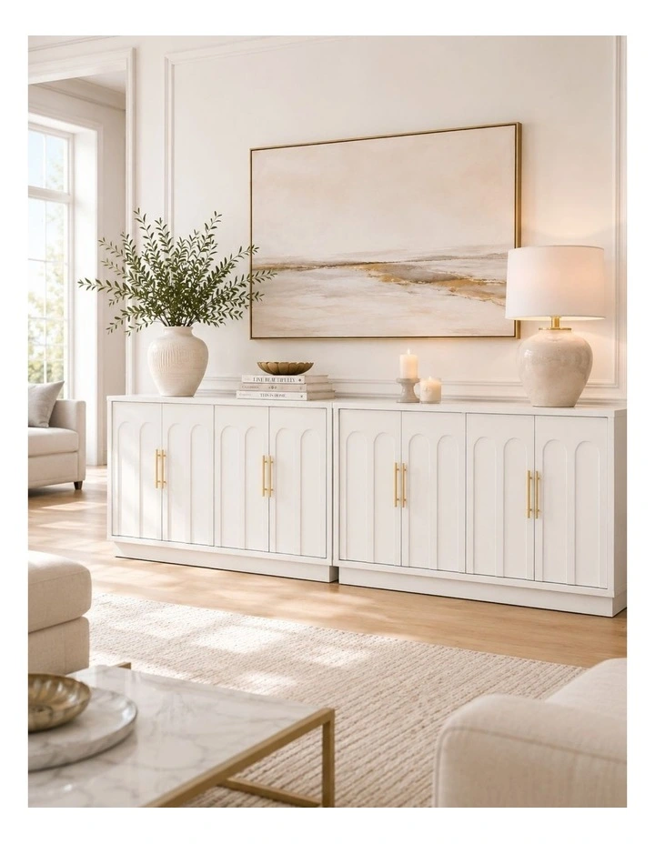 Opera Modern 150cm White Sideboard Buffet Cabinet Set of 2 image 3