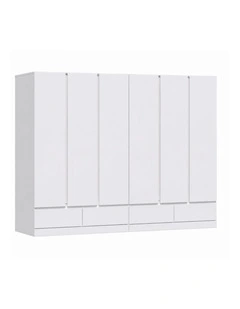 Noosa 3 Door 2 Drawer Wardrobe Set of 2- Foil-laminated Particleboard & MDF/White