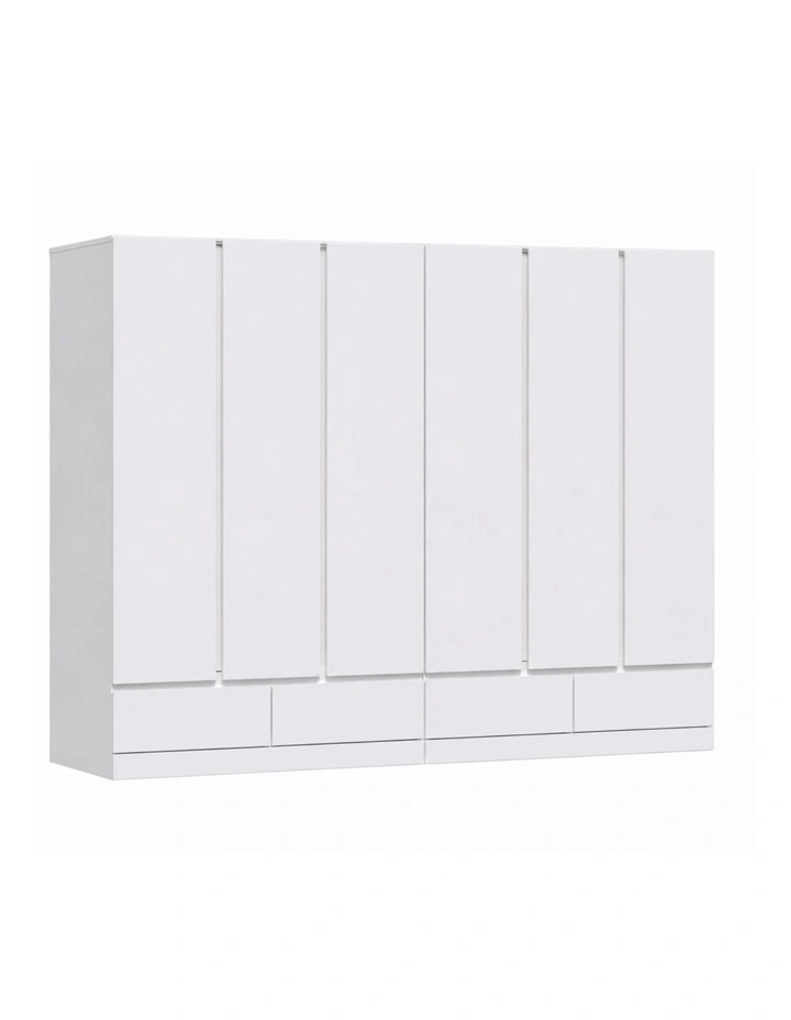 Noosa 3 Door 2 Drawer Wardrobe Set of 2- Foil-laminated Particleboard & MDF/White image 1