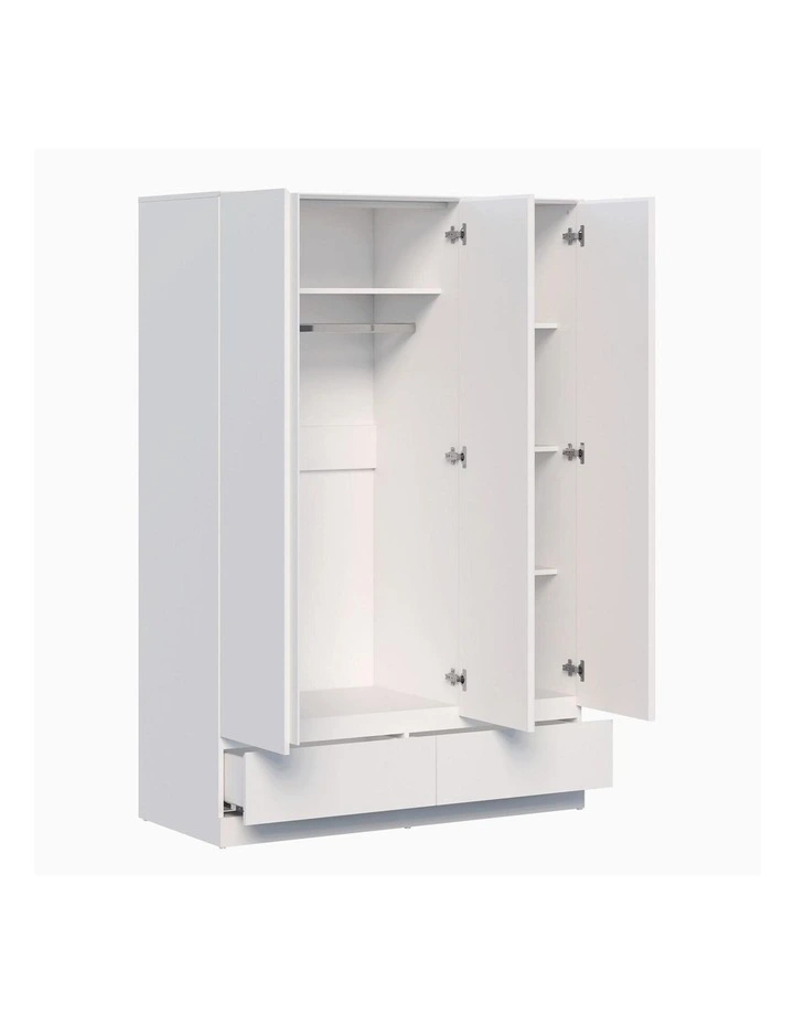 Noosa 3 Door 2 Drawer Wardrobe Set of 2- Foil-laminated Particleboard & MDF/White image 6