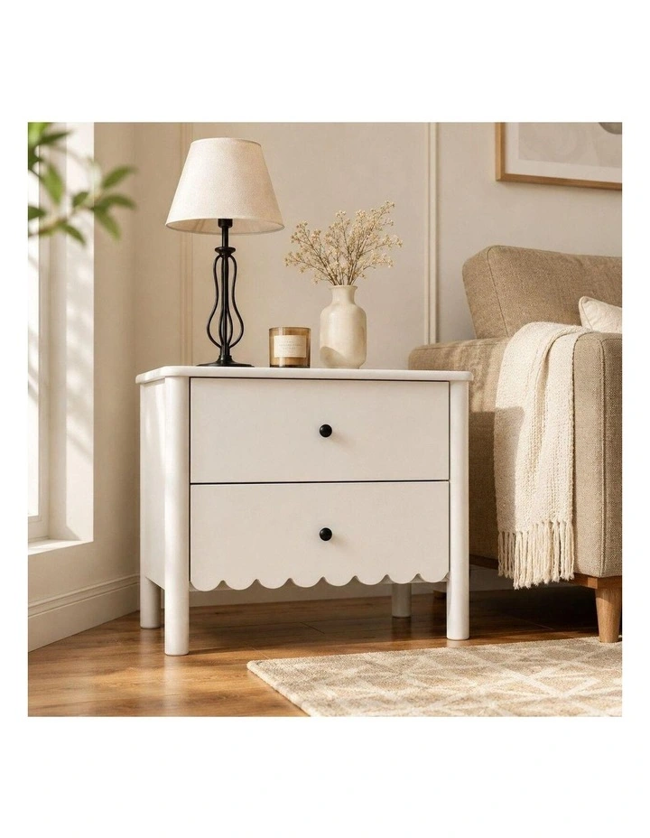 HARLA White 6 Chest of Drawers Dresser 2 Bedside Tables - Foil-laminated Particleboard & MDF image 5