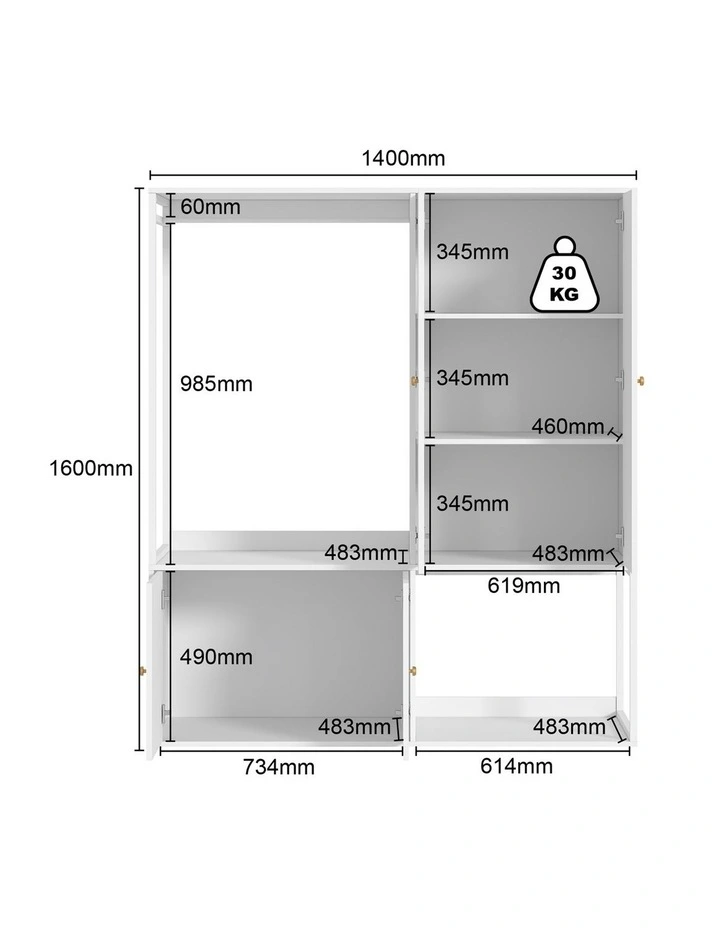 White Closet System with Hanging Rail and Closet Organizer Wardrobe Garment Rack with Shelves image 5