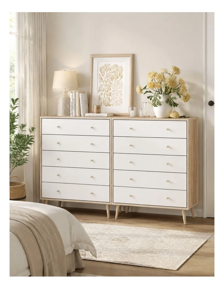 Adriana 10 Drawer Chest of Drawers Tallboy Dressers Set image 2