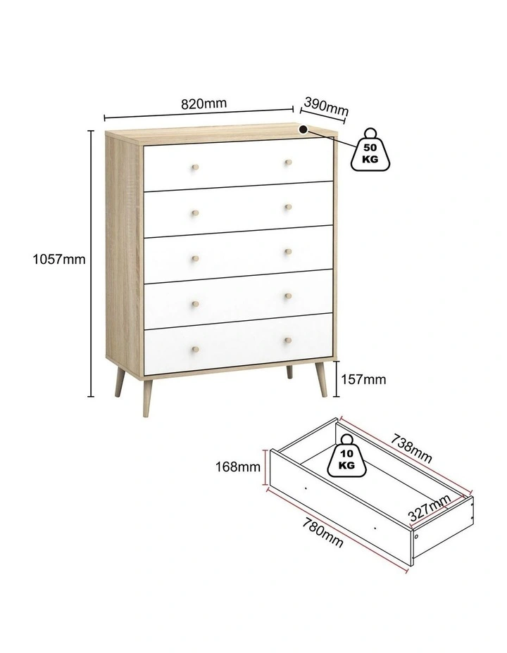 Adriana 10 Drawer Chest of Drawers Tallboy Dressers Set image 6