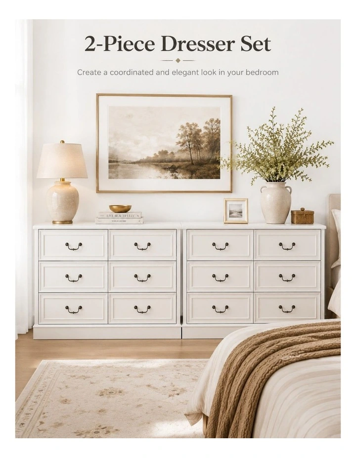 HAMPTON Vintage 6-Drawer Dresser Set of 2 image 2