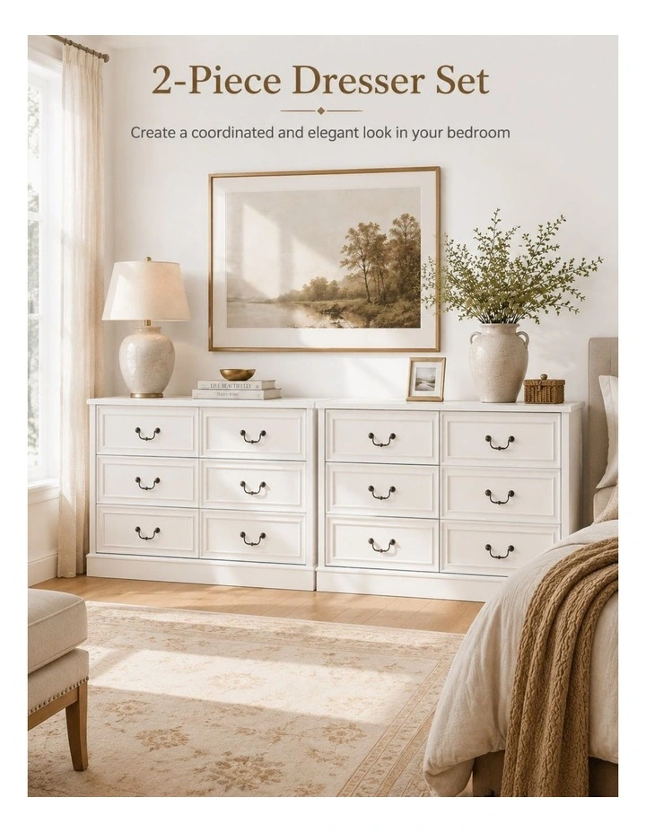 HAMPTON Vintage 6-Drawer Dresser Set of 2 image 3