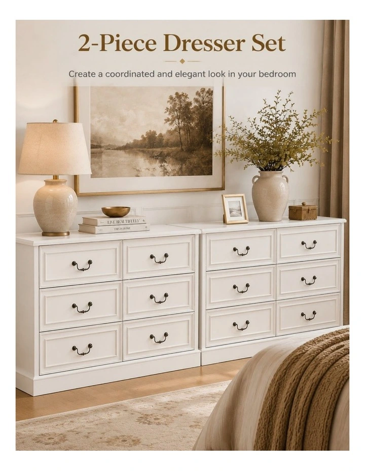 HAMPTON Vintage 6-Drawer Dresser Set of 2 image 4