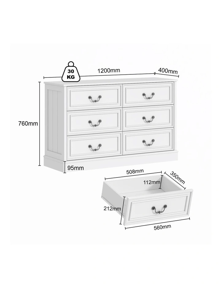 HAMPTON Vintage 6-Drawer Dresser Set of 2 image 6