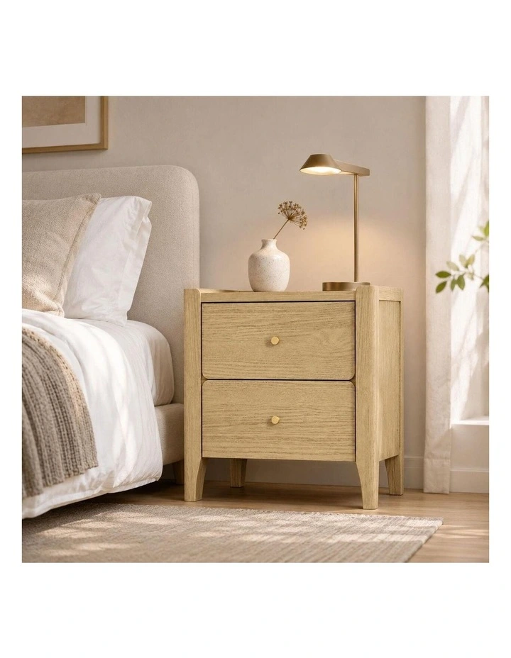 Natural Oak 6 Drawer Lowboy Dresser & 2 Bedside Tables - Foil-laminated Particleboard & MDF image 6
