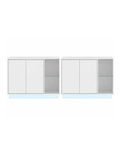White Buffet Sideboard Set of 2 Storage Cabinet