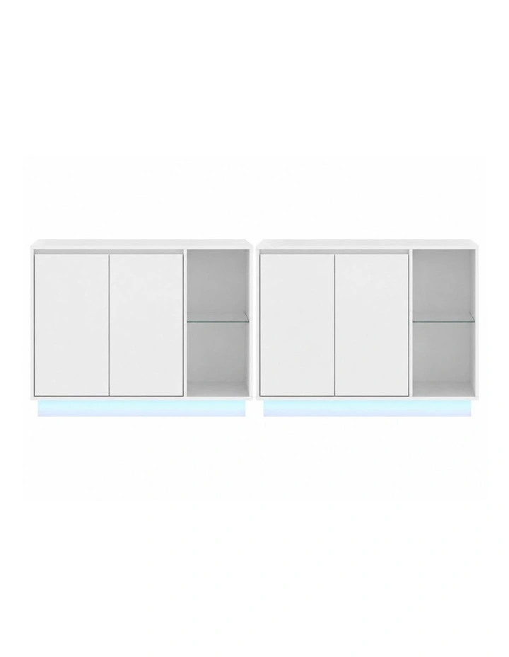 White Buffet Sideboard Set of 2 Storage Cabinet image 1
