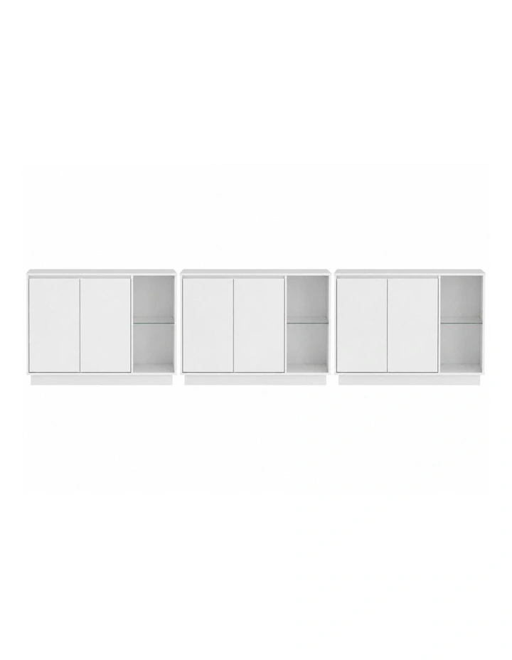 CLAYTON White Buffet Sideboard Set of 3 Storage Cabinet image 1