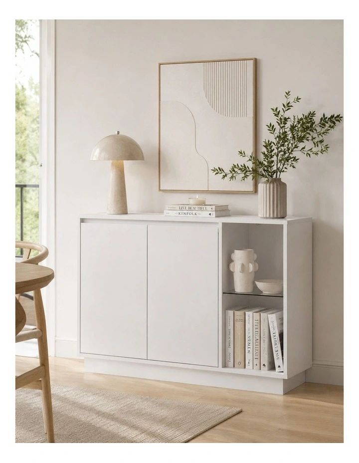 CLAYTON White Buffet Sideboard Set of 3 Storage Cabinet image 4