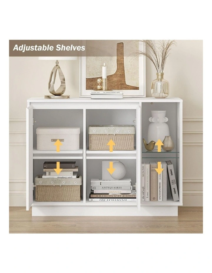 CLAYTON White Buffet Sideboard Set of 3 Storage Cabinet image 6