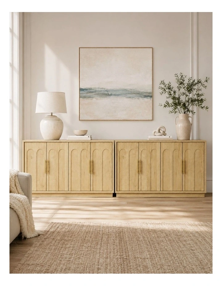 Modern Oak 150cm Buffet Sideboard Cabinet Set of 2 image 2