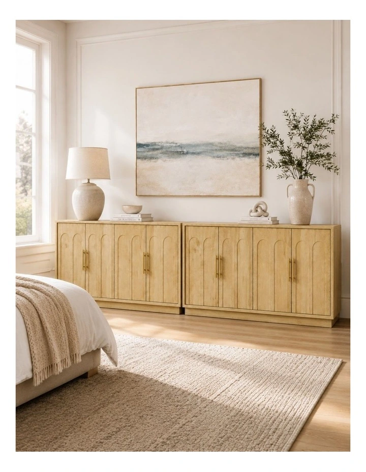 Modern Oak 150cm Buffet Sideboard Cabinet Set of 2 image 3