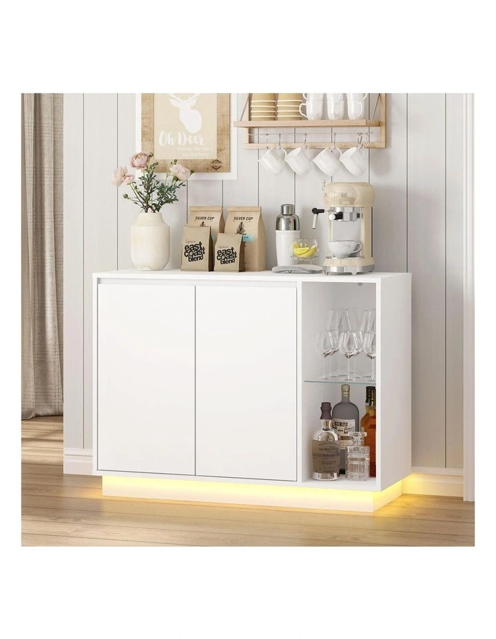 White Buffet Sideboard Storage Cabinet and 2 Side Tables image 3