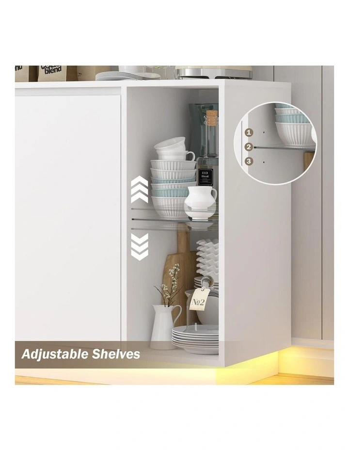 White Buffet Sideboard Storage Cabinet and 2 Side Tables image 6