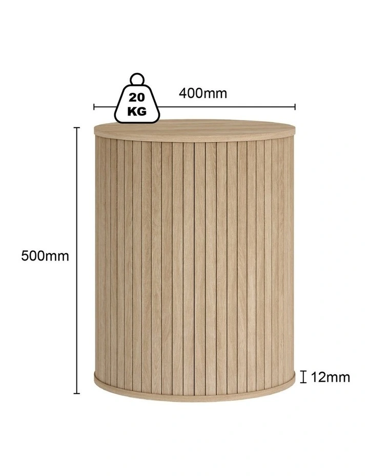 Byron Ribbed Timber Side Table Set of 2 - Foil-laminated Particleboard & MDF/oak image 5