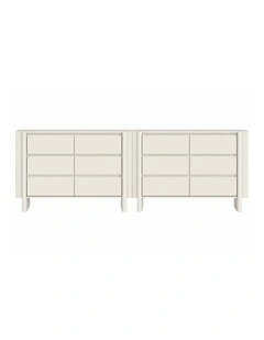 AMBER 6 Drawer Chest of Drawers Set of 2 Storage Cabinet - Foil-laminated Particleboard & MDF/White