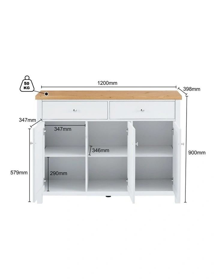 White Buffet Sideboard Set of 2 with 2 Drawers & 3 Doors image 6