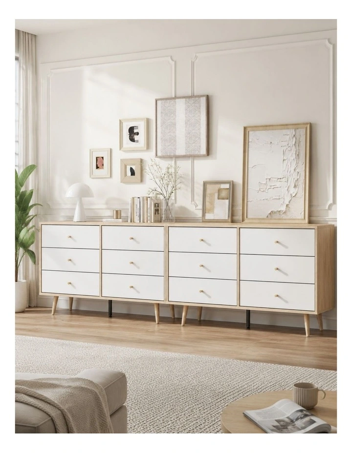 Adriana 12 Chest of Drawers Dresser | Lowboy Storage Cabinet in Scandinavian Style for Modern Living image 2