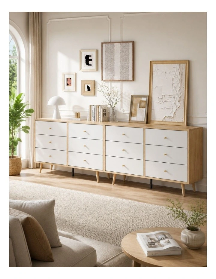 Adriana 12 Chest of Drawers Dresser | Lowboy Storage Cabinet in Scandinavian Style for Modern Living image 3