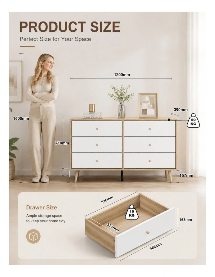 Adriana 12 Chest of Drawers Dresser | Lowboy Storage Cabinet in Scandinavian Style for Modern Living image 6