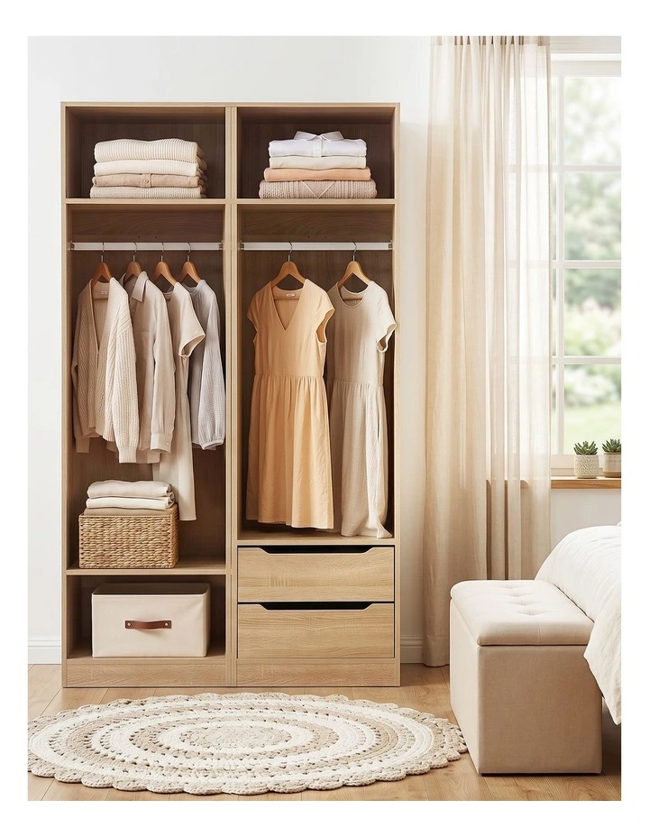 Artiss Wardrobe Clothes Closet Storage Organizer Shelf Pine image 5