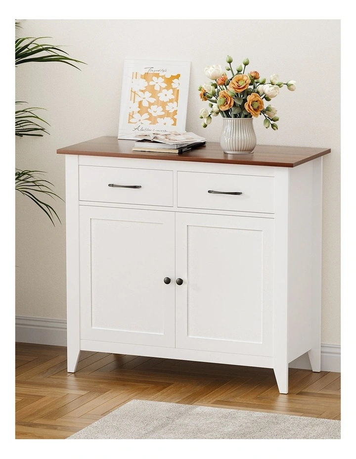 Artiss Buffet Sideboard Storage Cabinet Kitchen Cupboard Hallway 2 Drawers White image 4