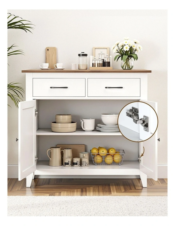 Artiss Buffet Sideboard Storage Cabinet Kitchen Cupboard Hallway 2 Drawers White image 6