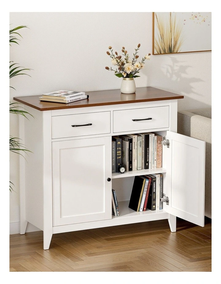 Artiss Buffet Sideboard Storage Cabinet Kitchen Cupboard Hallway 2 Drawers White image 7