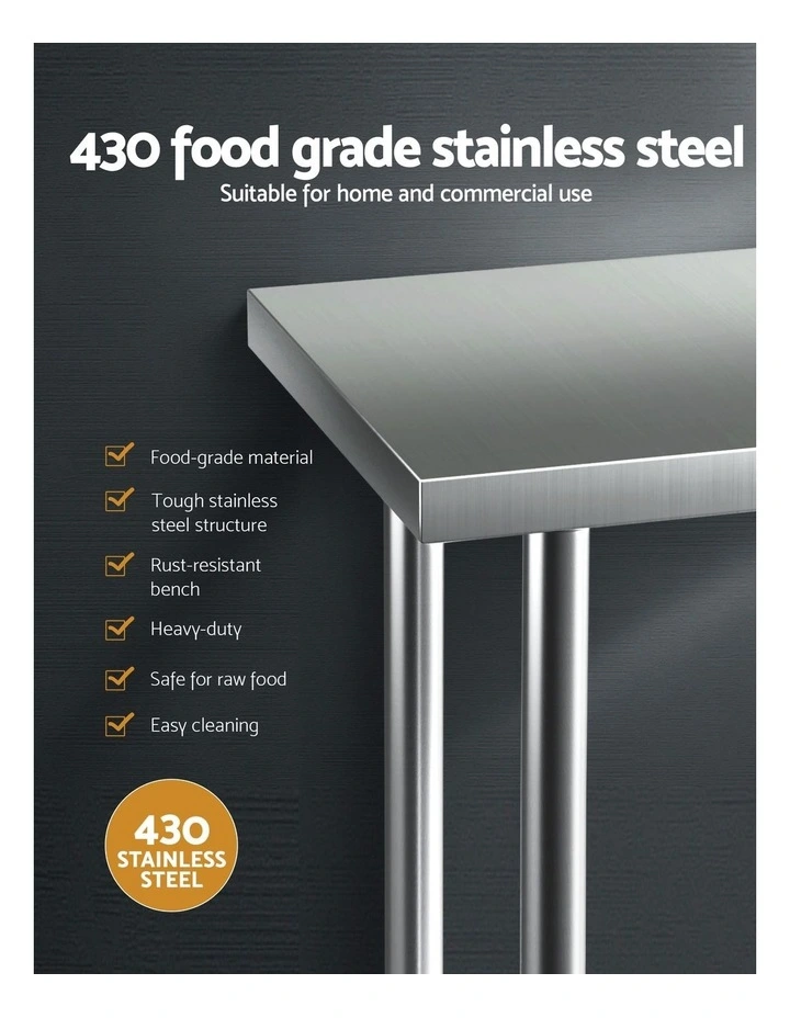 Cefito Stainless Steel Kitchen Bench Work Table 610 x760MM 430 image 6