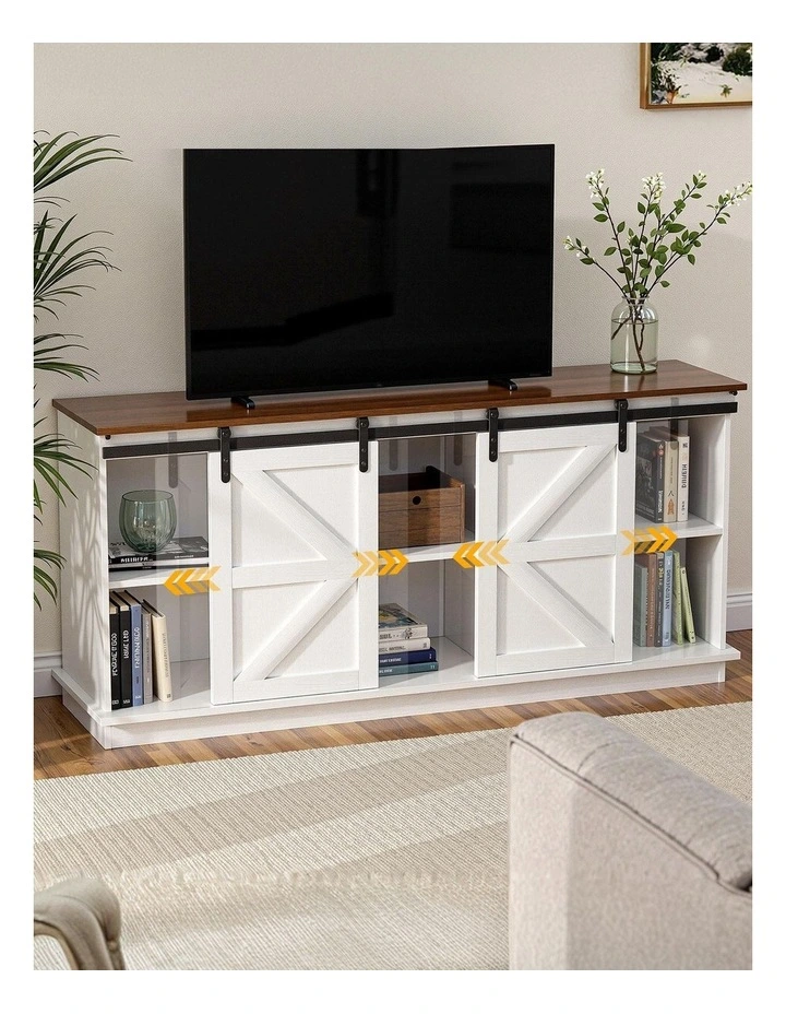 Artiss Buffet Sideboard Storage Cabinet Kitchen Cupboard Sliding Doors White image 5