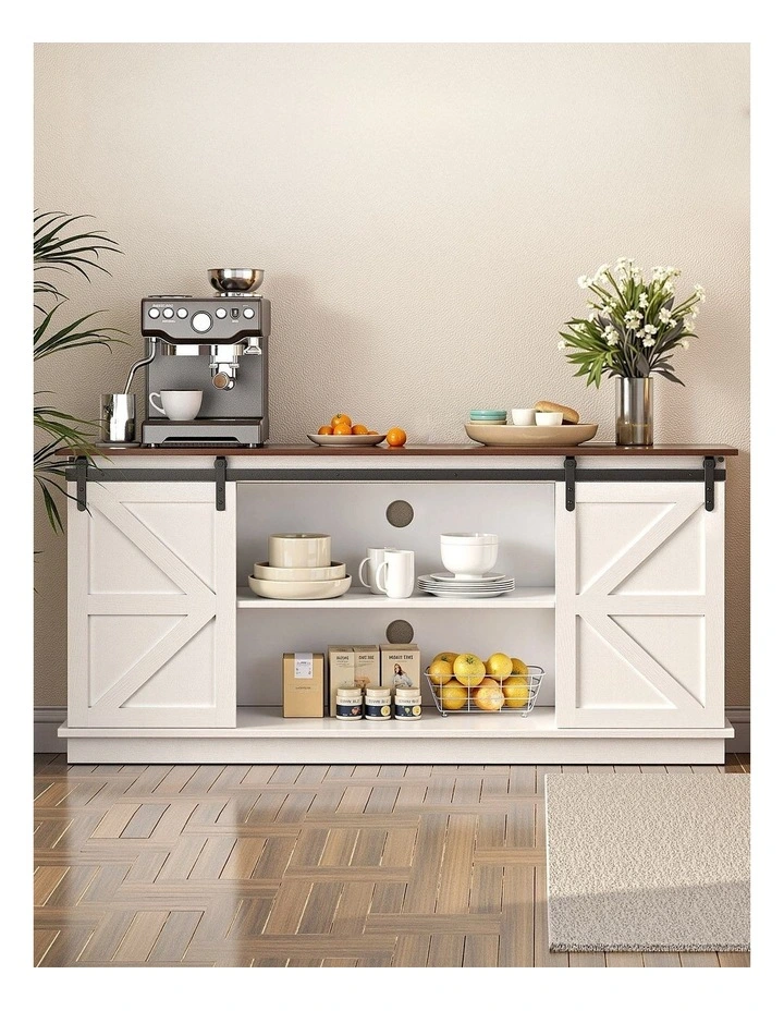 Artiss Buffet Sideboard Storage Cabinet Kitchen Cupboard Sliding Doors White image 7