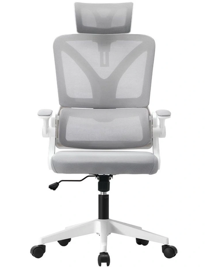 Oikiture Mesh Office Chair D-Shape White image 2