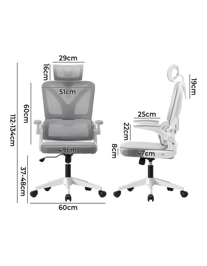 Oikiture Mesh Office Chair D-Shape White image 3