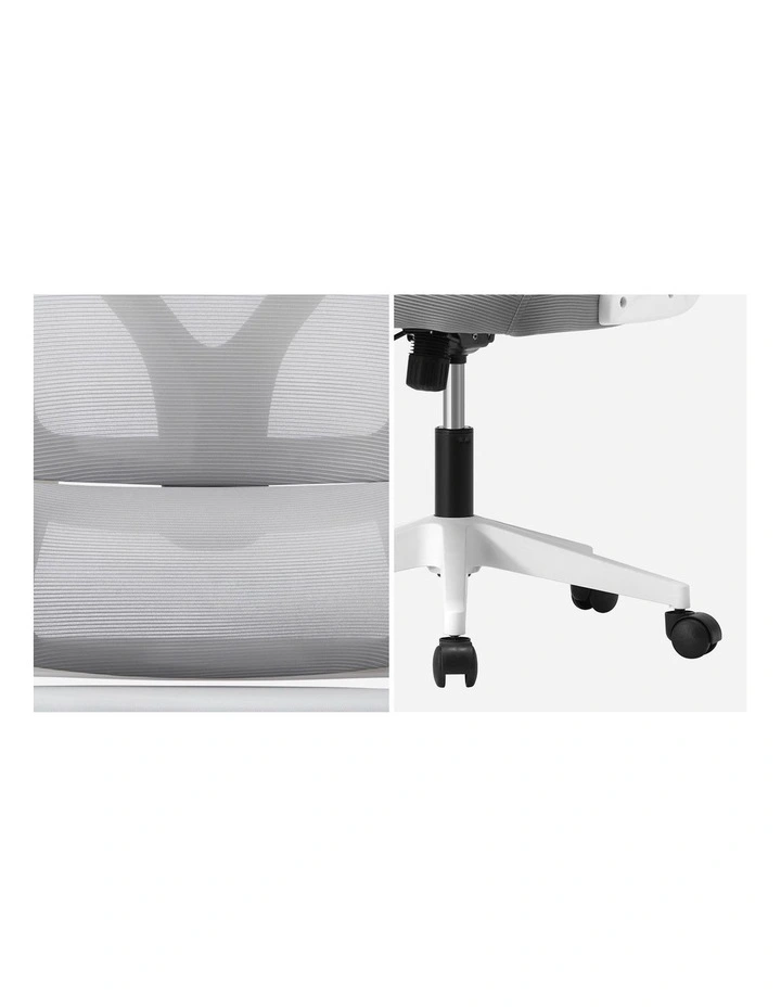 Oikiture Mesh Office Chair D-Shape White image 7