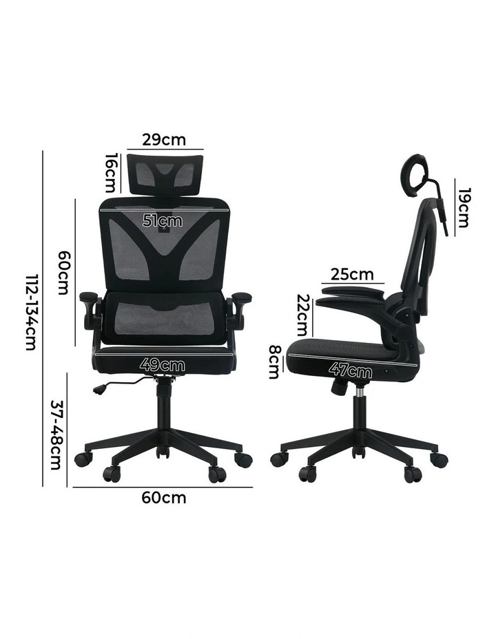 Oikiture Mesh Office Chair D-Shape Black image 3