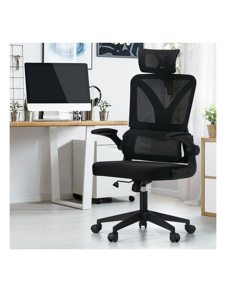 Oikiture Mesh Office Chair D-Shape Black image 4