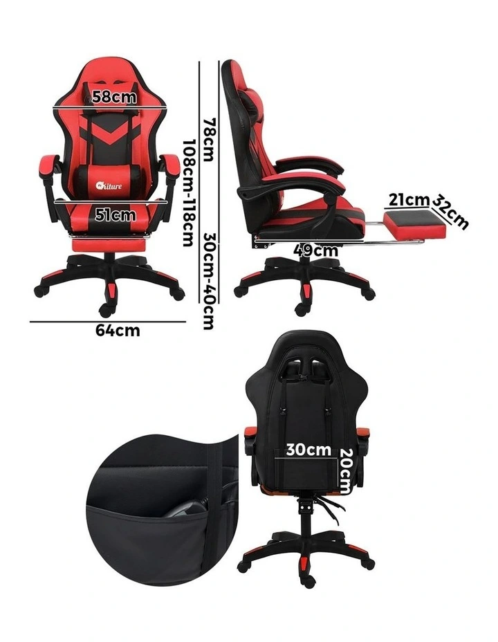Oikiture LED Massage Gaming Chair image 3