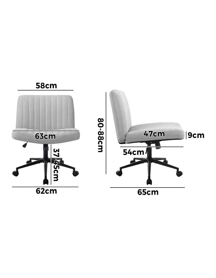 Oikiture Armless Office Desk Chair Linen Grey image 3